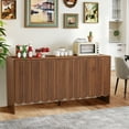 thumbnail image 4 of YOCWO Walnut Sideboards and Buffets, Wave Panel Buffet Storage Cabinet with 4 Doors and Adjustable Shelf for Kitchen Living Room Entryway, 4 of 11