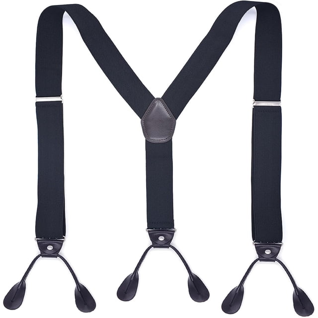 Bretelles pour Hommes, Y-Back 1.4 Pouces de Large Bouton Réglable en Cuir Élastique pour Mariage Travail