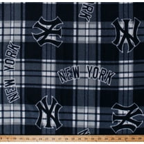 Fleece New York Yankees MLB Baseball Plaid Fleece Fabric Print by the Yard (s6605bf)