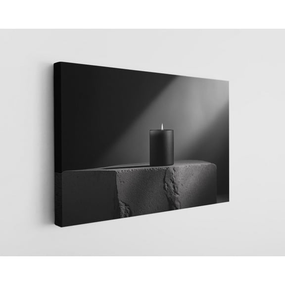 Black and White Minimalist Black Candle Canvas Wall Art - High-Quality Abstract Print - Handcrafted Modern Decor - Stylish Wall Art - Gift for Home or Office