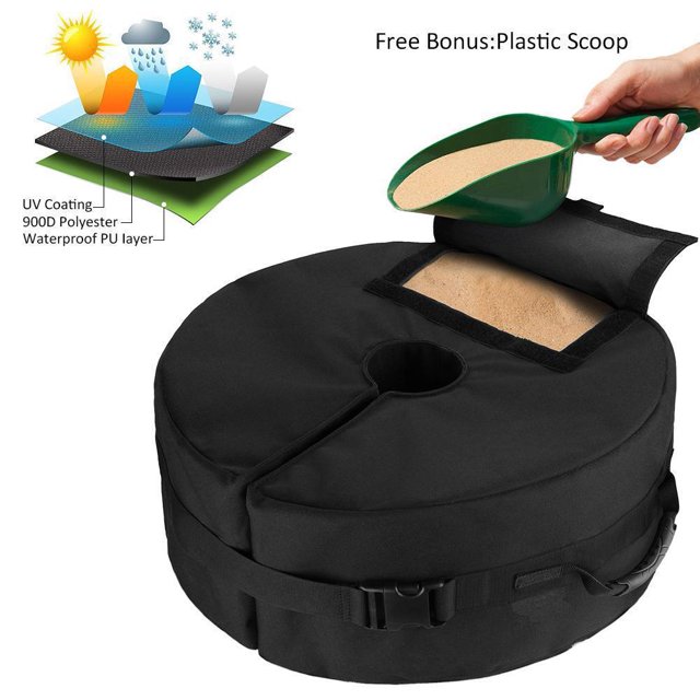 Bolsa de arena, sombrilla, desmontable, cuadrada, para playa, patio, bolsa de peso, resistente, bolsa de peso básica (46 cm, redonda)