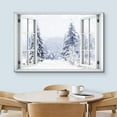 thumbnail image 3 of wall26 Canvas Print Wall Art Window View Snowy Winter Pine Tree Forest Celebrations &amp; Holidays Nature Photography Realism Landscape Colorful Multicolor for Living Room, Bedroom, Office - 32", 3 of 5