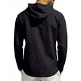 thumbnail image 4 of Maean Mens Cotton Linen Shirts with Hoodie Long Sleeve Button Neck Shirt Fashion Casual Vacation Tops, 4 of 6