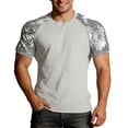 thumbnail image 2 of Mens T-shirts Short Sleeve Crewneck Camo Raglan Sleeves Tees Casual Summer Lightweight T Shirt for Men Light Gray L, 2 of 5