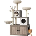 thumbnail image 1 of Cat Tree House, Cat Condos, Aesthetic Cats Tree, Hidden Litter Box, Wooden Cats Furniture with Multiple Platforms with Sisal Scratching Posts and Soft Plush Perches, Easy to Clean and Ventilate, 1 of 1