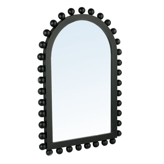 Creative Co-Op Boho-Southwestern Black Firwood Arched Wall Mirror, Black