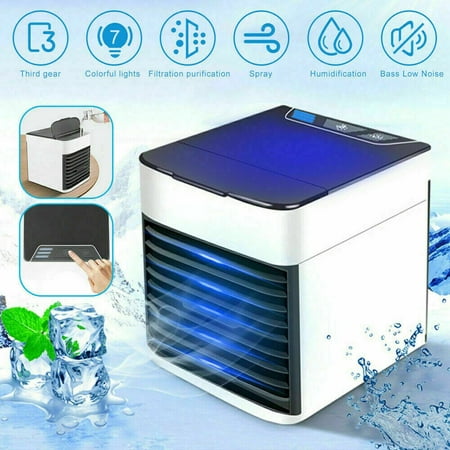 Mini Air Conditioner Cooler Portable LED Evaporative Humidifier Purifier Fan Desk Cooling Fan for Home Room Office