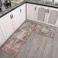 thumbnail image 3 of Boho Orange Vintage Ethnic Farmhouse (17) Rugs and Mats Non Skid Washable Absorbent Microfiber Soft Kitchen Mat for Floor Set Of 2 Decor Stain Resistant 17"x47"+17"x30", 3 of 7