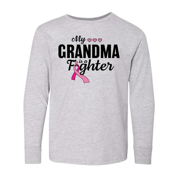 Inktastic Breast Cancer Awareness My Grandma is a Fighter Long Sleeve Youth T-Shirt