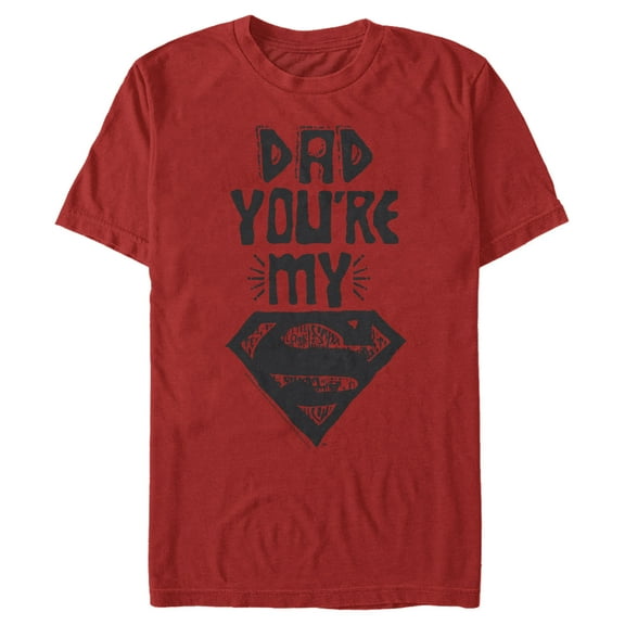 Men's Superman Father's Day Dad My Hero  Graphic Tee Red Small