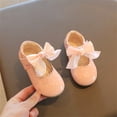 thumbnail image 4 of LNMQLPDBS Baby Girl Shoes Summer and Autumn Girls Boots Cute Flat Solid Color Round Head Ribbon Bow Hook Loop Ruffle Trim Leather Dressy Shoes Toddler Size 9 Shoes Girls for Wedding Communion, 4 of 9
