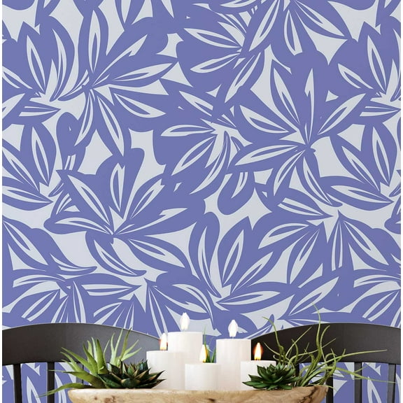 S4Sassy Modern Tropical Leaf Print Wallpaper - Blue Wall Covering, 25" X 60" Self-Adhesive Vinyl Walls Paper, Decorative Wall Wrap, Easy Diy Walls Covering For Bedroom, Cabinets, Living Spaces