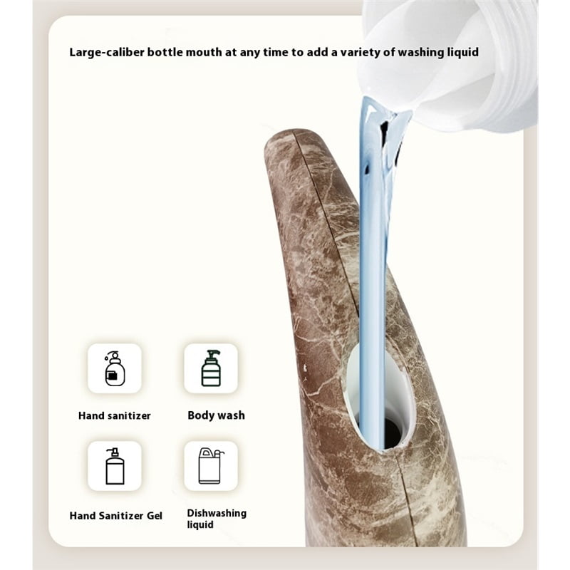 Touchless Soap Dispenser,Automatic Soap Dispenser, Auto Dish Soap Dispenser with Waterproof, Auto Sensor Liquid for Kitchen Bathroom Hotel Restaurant （Marble Brown ）