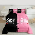thumbnail image 2 of jejeloiu Mr And Mrs Queen Comforter Set,Couple Gifts Bedding Sets,Pink Black Bedding Comforter Set For Men Women,Super Cozy Room Decor Reversible,3pcs, 2 of 8