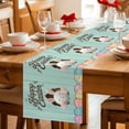 thumbnail image 5 of Green Easter Table Runner 48 Inches, Spring Cartoon Bunny Colorful Eggs Wood Grain Bed Runner Dresser Scarves Tabletop for Indoor Outdoor Parties/Ceremony/Banquet, 13" x 48", 5 of 8