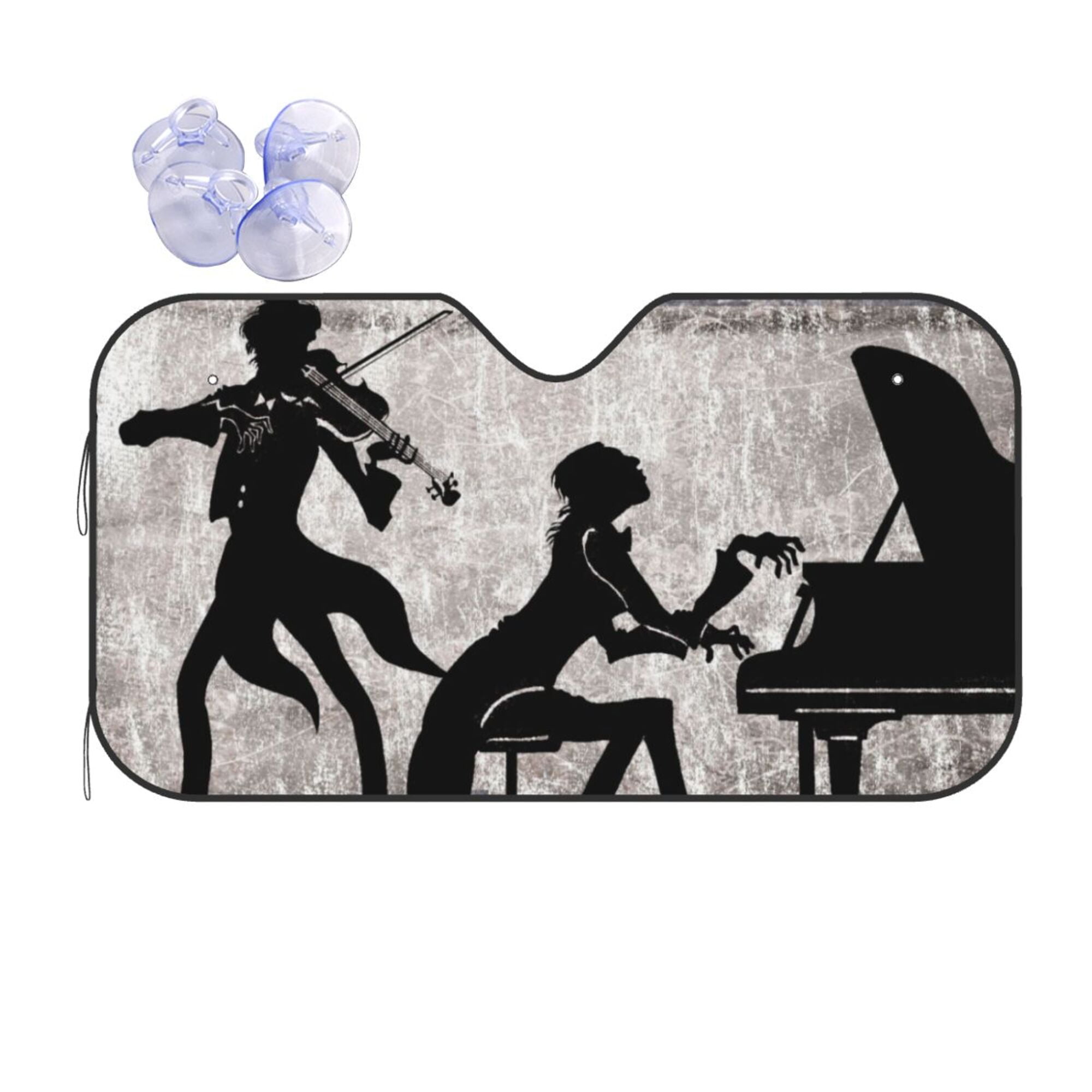 XMXY Car Sun Shade Windshield, Classical Collage Violin Piano