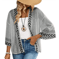 thumbnail image 1 of Women's 3/4 Sleeve Boho Cardigan Geo Printed Open Front Jackets Outerwear Light Gray S, 1 of 7