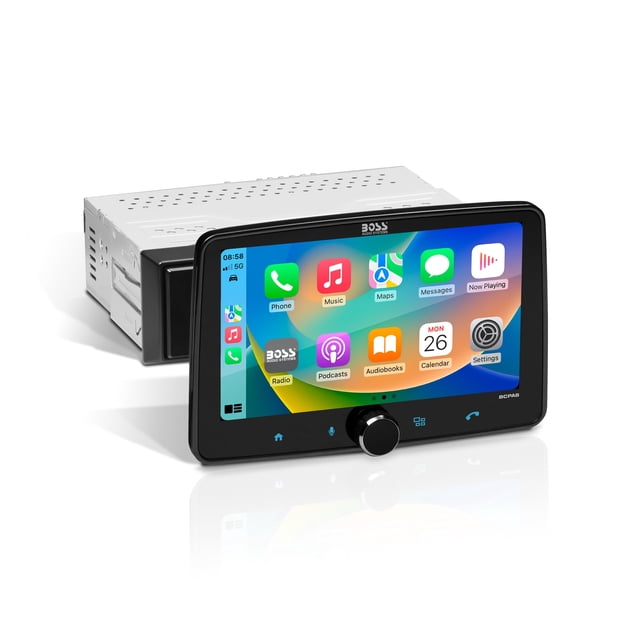 BOSS Audio Systems Sistema estéreo de Audio para automóvil BCPA8: Apple CarPlay, Android Auto, Pantalla táctil DIN única de 8 Pulgadas, Unidad Principal Bluetooth, sin Reproductor de CD