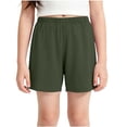 thumbnail image 2 of JOANKDMI Girls' Casual School Uniform Shorts Flat Front Pull On Short Pants Stretchy Basic Activewear for Gym Workout Everyday Comfort Summer Lounge Playwear, 2 of 7