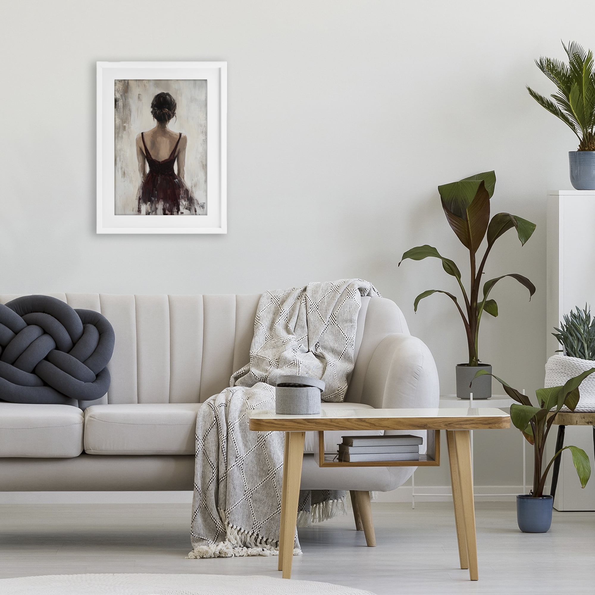 Stupell Industries Portrait of Woman in Burgundy White Framed Print Under Glass, design by Petal Prints Design
