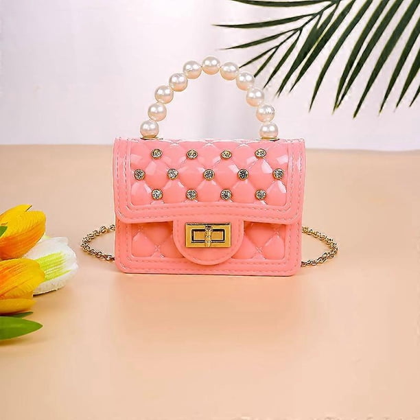 Bolso de mano Jelly para mujer, bolso portátil con perlas diagonales