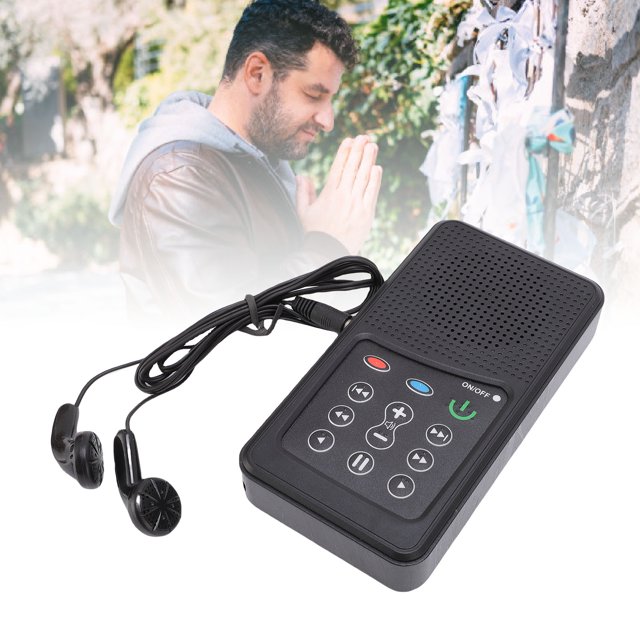 Portable Scripture Player, Solar Powered Portable Electronic Sound Scripture Reader, 8G Capacity, with Earphone, Lanyard, Charging Cable