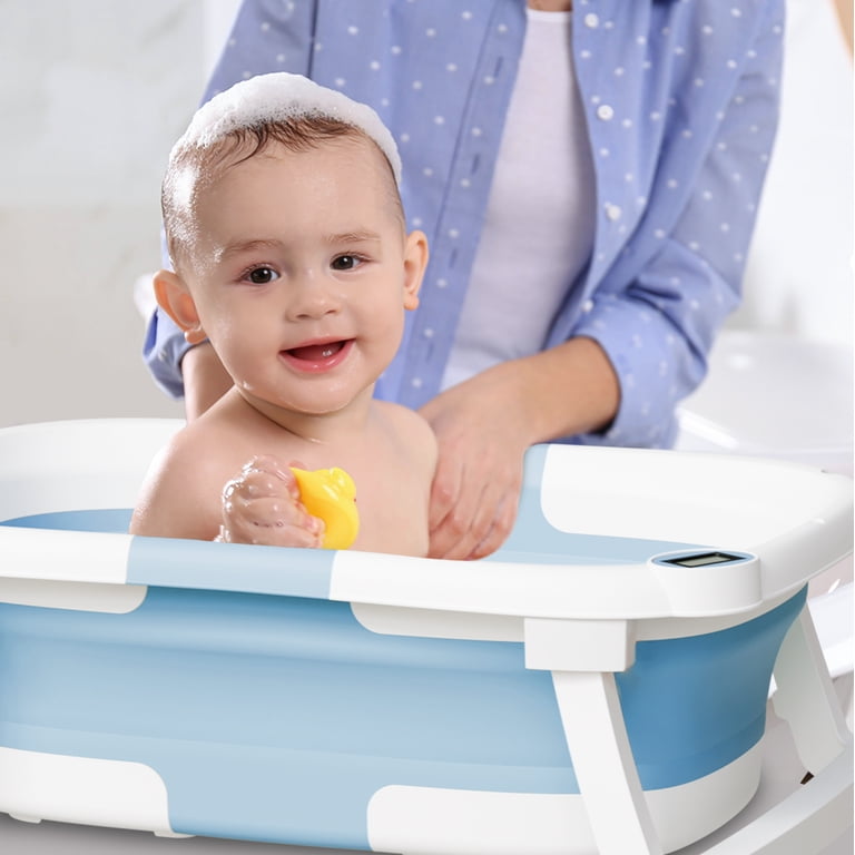 Foldable Baby Bathtub with Thermometer and Soft Net photo 5