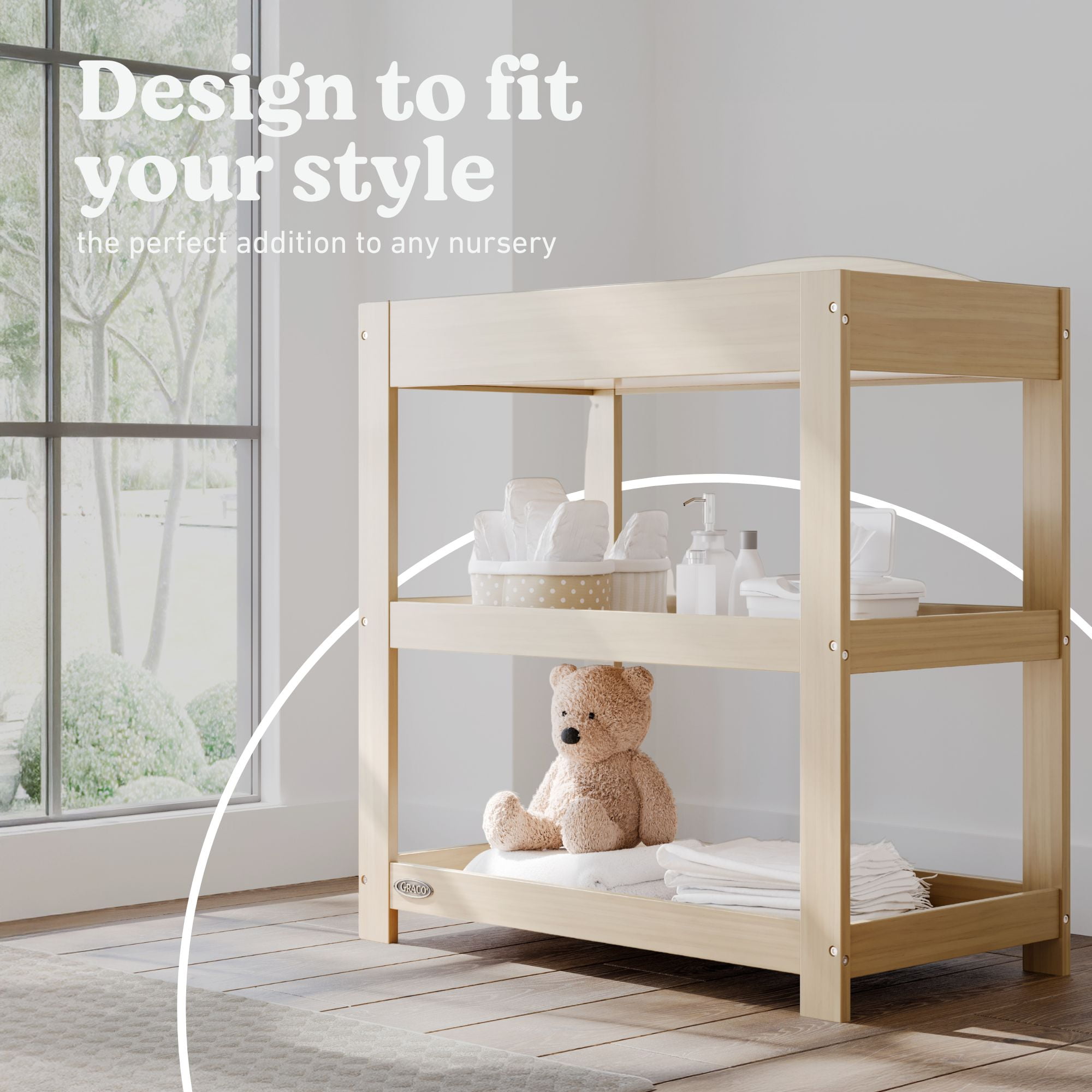 Graco Customizable Infant Changing Table with Changing Pad, Driftwood