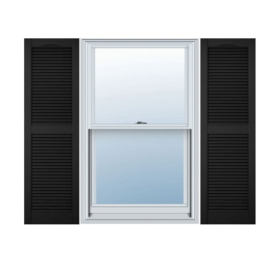 Builders Edge 15 In. x 36 In. Vinyl Louvered Shutter, (2-Pack)  Residential Use, Standard Application