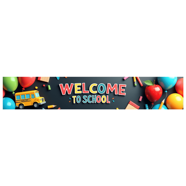 Welcome Back to School Banner Pencil Apple Basketball Decorations Classroom Poster Party Supplies Learning Event Educational Backdrop