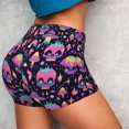 thumbnail image 2 of Sikiie cartoon Skull rainbow space Print Workout Shorts Women Scrunch Butt Gym Shorts Seamless High Waist Tummy Control Yoga Biker Athletic Shorts, 2 of 5