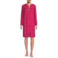 thumbnail image 2 of Lissome Women's and Women's Plus Long Sleeve Zip Front Diamond Fleece Breakfast Gown, 2 of 5