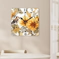 thumbnail image 4 of 10 Inch Wall Clock Battery Operated Square Clock for Office, Kitchen, Outdoor, Living Room,Watercolor Autumn Pattern Robin Bird Sunflower Image, 4 of 4