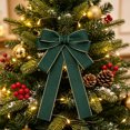thumbnail image 5 of Lilixerw Woven Ribbon Christmas Bow, Dark Green Multi Loop Bow With Metallic Edge Trim, 5.11x7.08 Inch, for Tree Wreath Stair Garland Mantel Decoration, 5 of 6