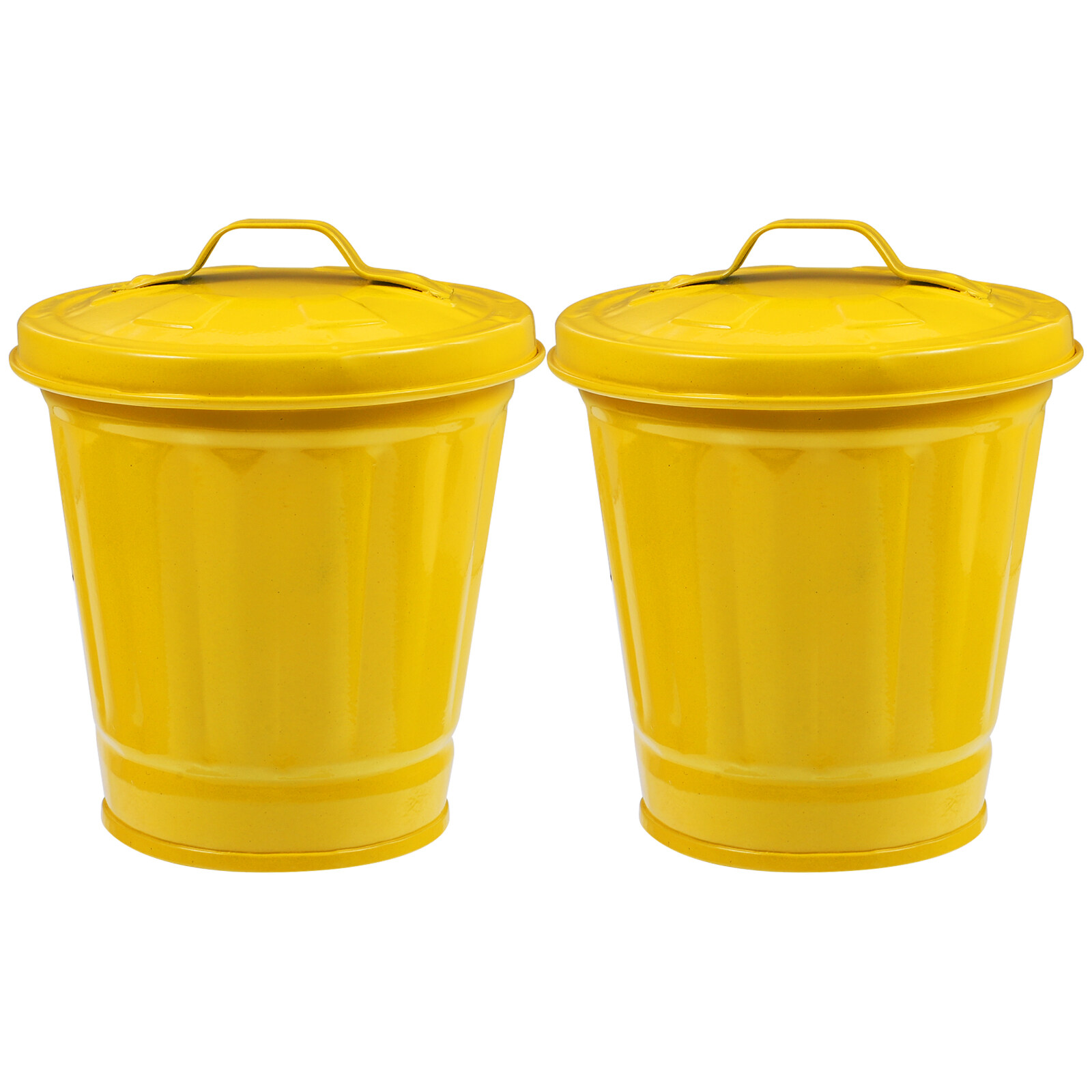2pcs Desktop Galvanized Iron Trash Can Desktop Trash Bucket Garbage Storage Holder Garbage