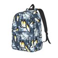 thumbnail image 1 of Disketp Penguin Arctic Adventure print Canvas Backpack Lightweight Travel Daypack Student Rucksack Laptop Backpack-, 1 of 5