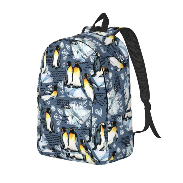 Disketp Penguin Arctic Adventure print Canvas Backpack Lightweight Travel Daypack Student Rucksack Laptop Backpack-