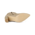 thumbnail image 5 of BLISSFUL STEP Women's Ankle Boots Faux Suede Pointed Toe Bow Decor Chunky Heel Zipper Booties Beige 6, 5 of 7