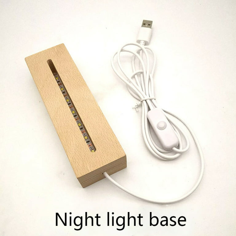 Rectangle Wood Lamp Base RGB Lights USB Powered 3D Lamp