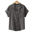 thumbnail image 5 of ZKCCNUK Women's Tops Solid Color Lapel Casual Short-Sleeved Denim Shirt Loose Tops Summer Plus Size Tops 2026, 5 of 9