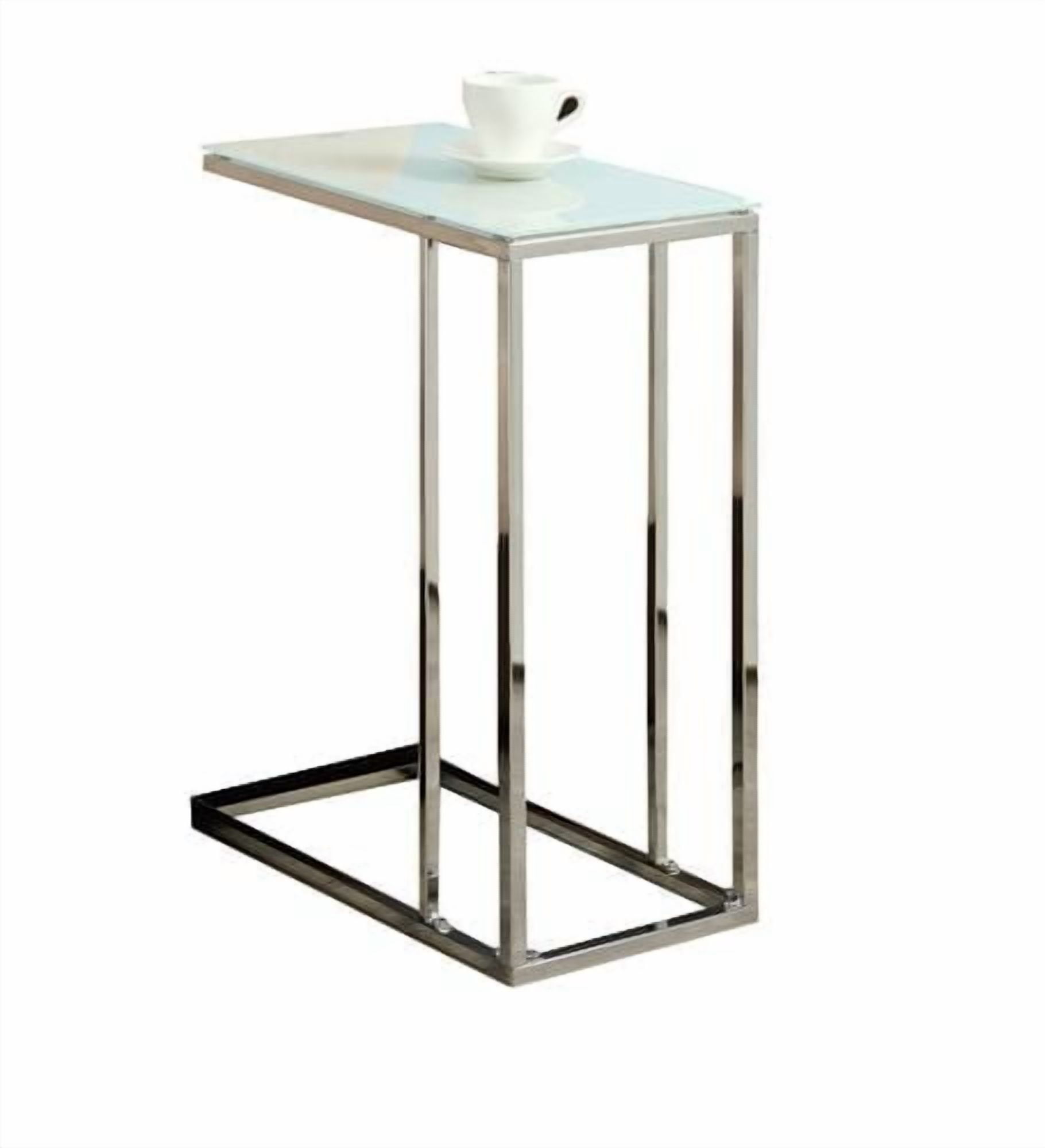 Monarch Specialties Accent Table, C-shaped, End, Side, Snack, Living Room, Bedroom, Metal, Tempered Glass, Chrome, Contemporary, Modern
