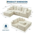 thumbnail image 3 of 108" Modular Sectional Sofa, Corduroy L-Shaped Sofa with Deep Seat & Throw Pillows, No Assembly, Comfy Cloud 3-Seater Couch with Chaise, Memory Foam Couch for Living Room, Black/Grey/Green/Beige, 3 of 9