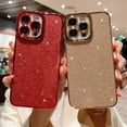 thumbnail image 6 of Compatible for iPhone 14 Pro Max Luxury Glitter Plating Clear Case, Cute Bling Sparkly Shiny Case for Women Girls Soft TPU Shockproof Camera Protective Back Cover Electroplated Case - Red, 6 of 6