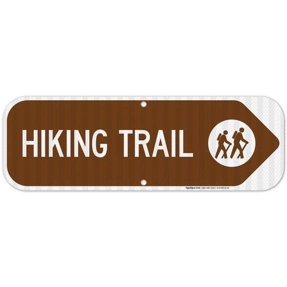 Hiking Trail With Graphic And Right Arrow Sign,