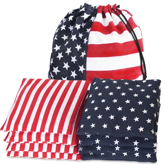 Cornhole Bags Set of 8 - Premium Corn Hole Bean Bags for Tossing - All Weather Resistant 8 Duck Cloth Double Stiched Corn Hole Bags and Tote Bags - Regulation Size