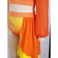 thumbnail image 5 of MSemis Kids Girls Lyrical Modern Dance Outfit Shiny Rhinestones Applique Crop Top with Shorts Orange 16, 5 of 6