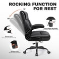 thumbnail image 6 of COOLHUT Office Chair, Executive Leather Chair Home Office Desk Chairs, Computer Chair with Adjustable Flip-up Padded Arms, Lumbar Support Swivel Desk Chair with Adjustable Hight and Tilt, Black, 6 of 12