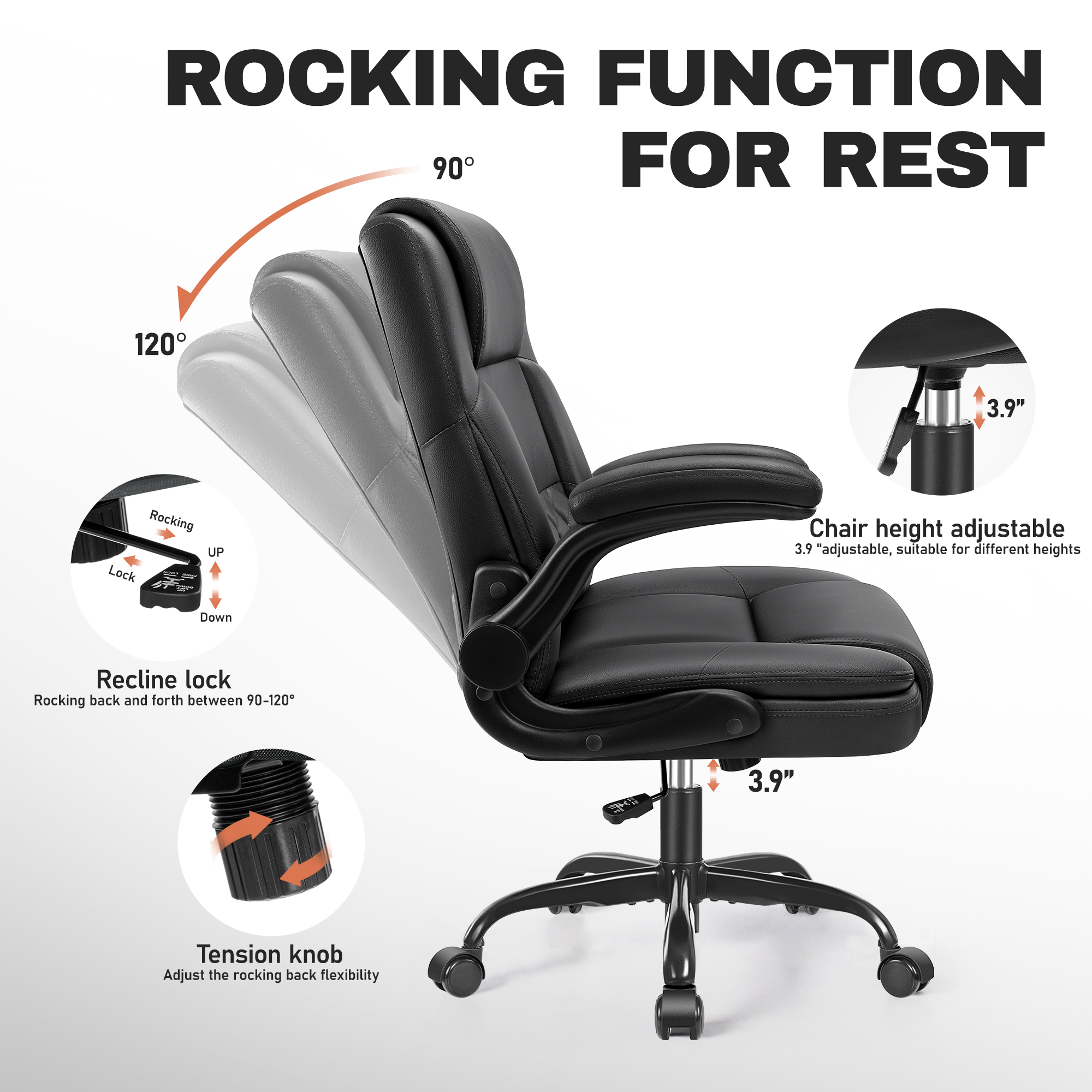 Coolhut Executive Leather Office Chair, Black photo 6