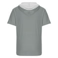 thumbnail image 4 of Mens T-Shirts Solid Color Hooded Short Sleeve Loose Casual Plus Size Comfortable Sports Tops Pullover Tshirts Holiday Wear,Gray,M, 4 of 5