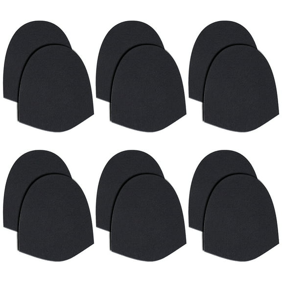1set 6 Pairs Shoe Repair Wool Heel Replacement Self-adhesive Anti-Slip Heel Pads Half Oval Black 120x100x5mm